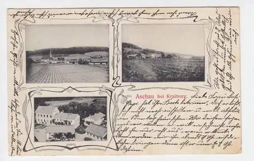 Aschau b. Kraiburg, 1909 gebr. sw AK 