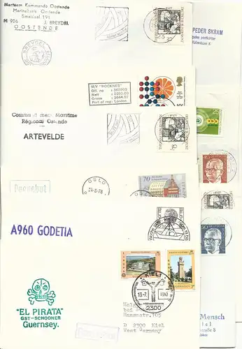 12 Kiel Schiffspost Briefe m. versch. Frankaturen, dabei auch Paquebot