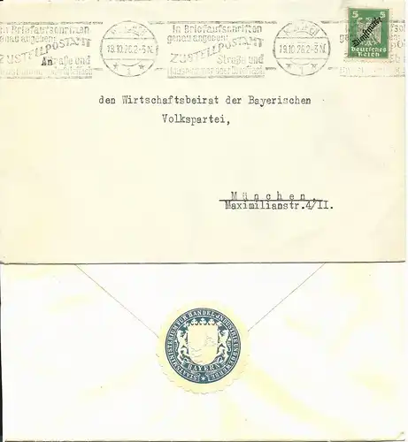 DR 1926, 5 Pf. Dienst auf Brief v. München m. rs. Ministerium Verschluss Siegel