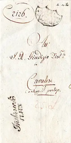 Österreich 1839, L2 Innsbruck auf Brief n. Cavalese