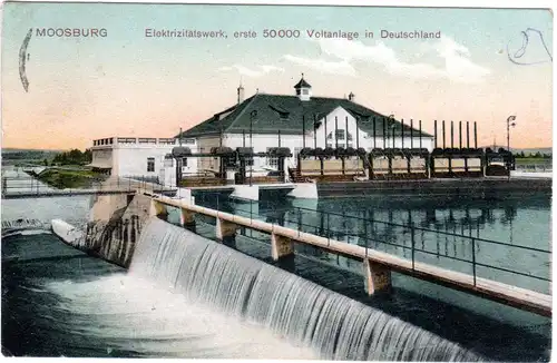 Moosburg, Elektrizitätswerk, m. Posthilfstelle Gundihausen gebr. Farb AK