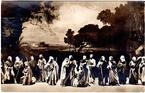 Oberammergau Passionsspiele, 1910 m. Bayern Sonderstempel gebr. sw-Foto AK 
