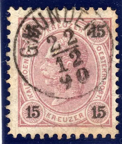 Österreich 15 Kr. m. zentr. Oberösterreich Fingerhut-Stpl. GMUNDEN