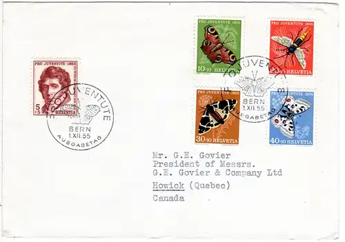 Schweiz, Pro Juventute 1965 auf FDC v. Bern n.Kanada