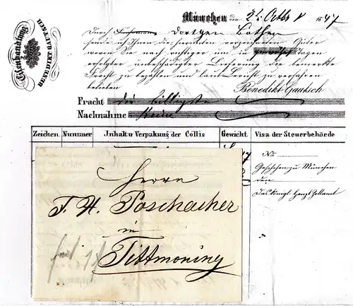Bayern 1847, Fuhrmannsbrief v. München n. Tittmoning