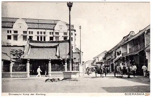 NL Indien, Soerabaja Chinesische Kamp met Klenteng, ungebr. Chinatown sw-AK