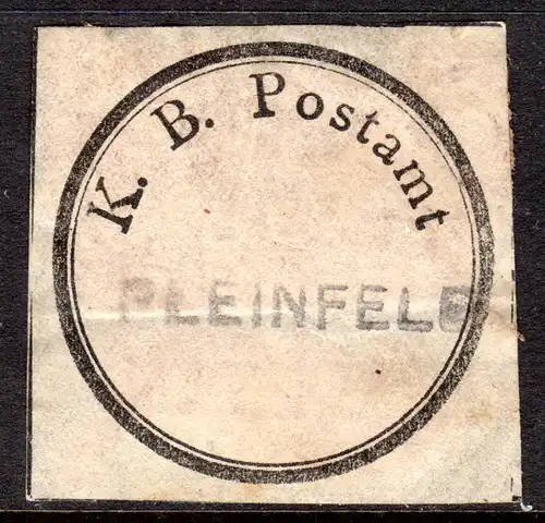 Bayern, Postsiegel K.B. Postamt m. eingestempeltem L1 PLEINFELD