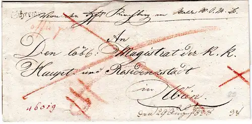 Österreich 1828, Niederösterreich-L1 SCHREMS auf Brief n. Wien