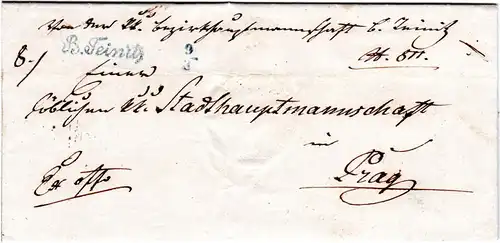 Österreich 1850, Böhmen Schreibschrift-L1 B.Teinitz auf Brief n. Prag