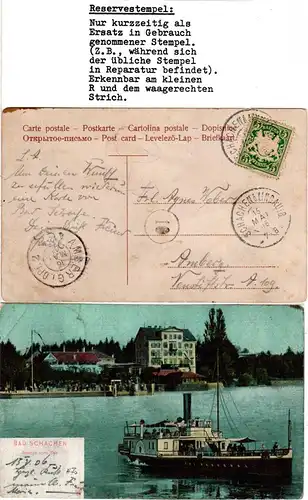 Bayern 1906, Reservestempel SCHACHEN b. LINDAU R auf AK m. 5 Pf. 