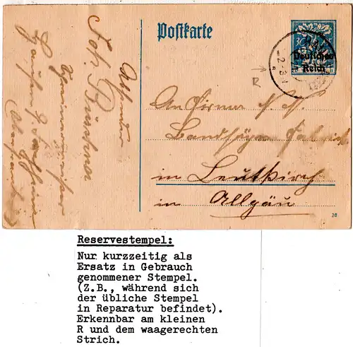 DR 1921, alter Bayern Reservestempel HAUSEN R auf 30 Pf. Ganzsache. (Helbig 100)