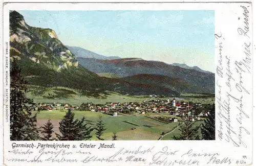 Bayern 1902, Posthilfstelle SCHMÖLZ Taxe Obergrainau auf Farb AK m. 5 Pf.