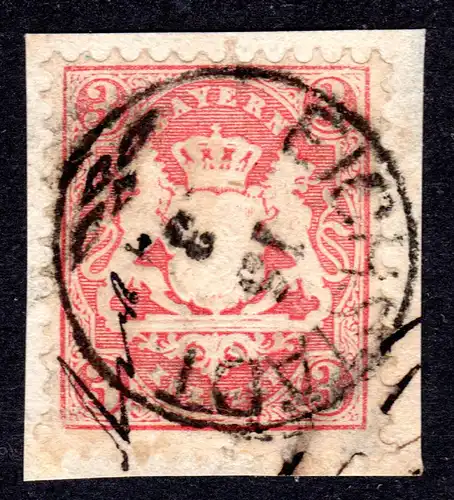 Bayern, Zier-K1 EICHSTÄDT zentrisch auf Briefstück m. 3 Kr. Geprüft.