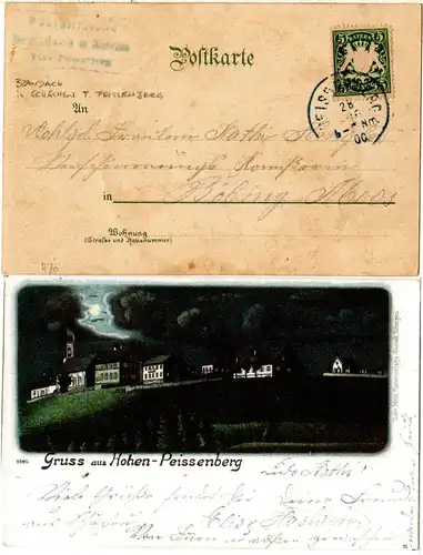 Bayern 1900, Posthilfstelle BRANDACH in SCHÄCHEN Taxe Peissenberg auf Litho-AK 