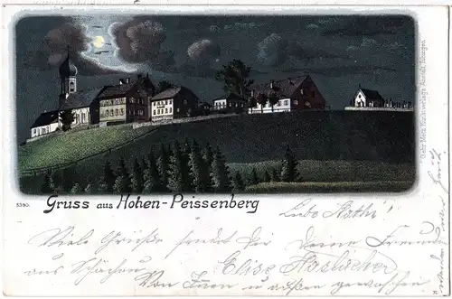 Bayern 1900, Posthilfstelle BRANDACH in SCHÄCHEN Taxe Peissenberg auf Litho-AK 