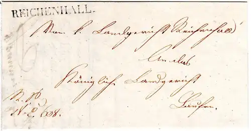 Bayern 1842, L1 REICHENHALL auf schönem Brief n. Laufen.