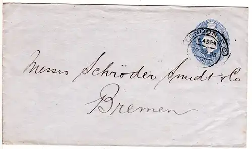 GB 1903, 2 1/2d Privat Ganzsache m. rs. Bank Zudruck v. London n. Bremen