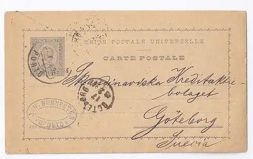 Portugal 1894, Brief Stpl. Porto auf Ganzsache n. Schweden. #658