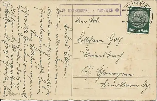 Österreich DR 1940, Posthilfstelle Unternberg P. Tamsweg auf Karte m. 6 Pf. #170