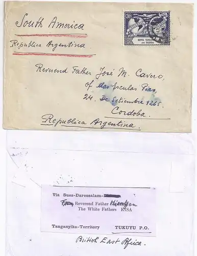 Kenya Uganda & Tanganyika, 1949 UPU Ausgabe 30 C. auf Brief n. Argentinien.#1805
