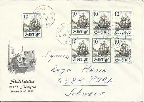 Schweden 1969, Brief v. Kiruna an Kaja Hedin, Schweiz. MeF 7x10 öre