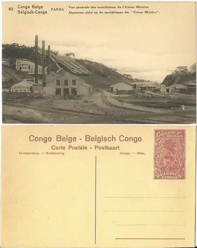 Belgisch Congo, ungebr. 30 C. Bild Ganzsache m. Abb. "Union Miniére". H&G64