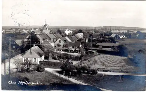 Schweden, Viken Vogelperspektive m. Windmühle, 1922 gebr. sw-AK