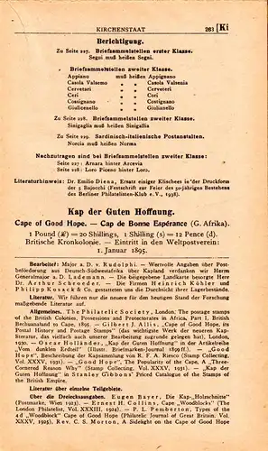 Kap der Guten Hoffnung, Neues Handbuch lose Seiten 263-377 (3. Liefg.) komplett