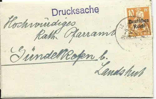 DR 1921, Drucksache Brief v. Ettal, innen Findelhaus Kinderheimat Unterhaching