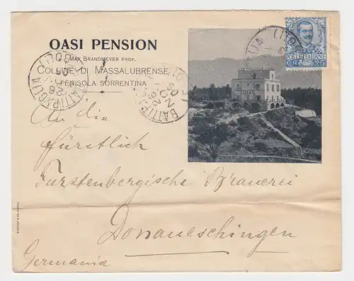 Italien 1906, illustrierter Hotel Reklame Brief m. 25 C. v. Battipaglia (Eboli).