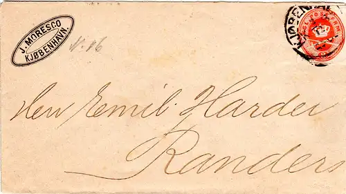 Dänemark, 8 öre Ganzsachenausschnitt auf Brief v. Kopenhagen n. Randers