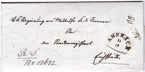 Bayern 1845, HKS ANSBACH u. Nach Abg. auf Brief n. Eichstädt.