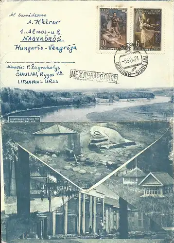 Russland Soviet Union 1964, 6+10 Kop. auf Mehrbilder Brief v. Litauen n. Ungarn