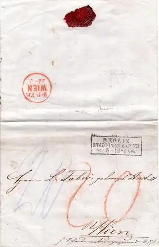 Preussen 1861, R3 BERLIN StPExp. XII auf Porto Brief ("20" Kreuzer) n Österreich