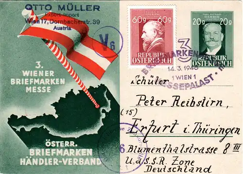 Österreich 1948, 20 Gr. Privat Ganzsache Österr. Briefmarken Händler-Verband