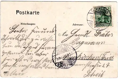 Belgien, Gruss aus ELSENBORN, 1906 gebr. sw-AK. Gemeinde Bütgenbach