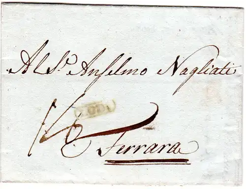 Italien Lombardei 1808, R1 LODI auf Porto Brief n. Ferrara