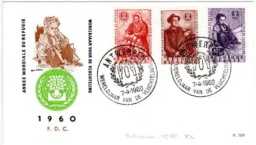 Belgien 1960, Weltflüchtlingsjahr kpl. auf FDC 