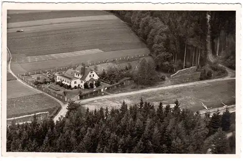 Waldkaffee Horgau, Café mit Bahngleisen,1933 gebr. sw-AK