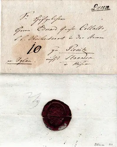 Österreich, Böhmen-L1 LAUN auf schönem Brief n. Mähren 