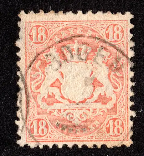 Bayern, Zierstempel BOGEN auf 18 Kr. orangerot. Geprüft.