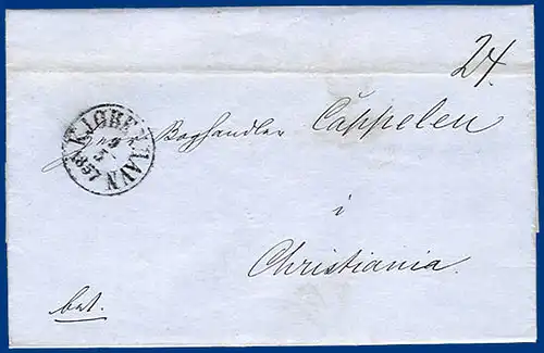Dänemark 1857, Francobrief nach Norwegen. #S362