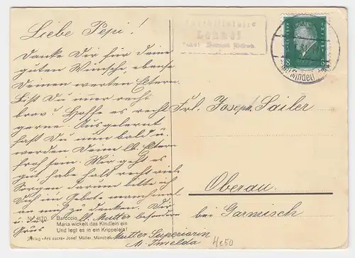 DR 1931, Posthilfstelle Lohof T. Hausen (bei Mindelheim) auf Karte m. 8 Pf #2300