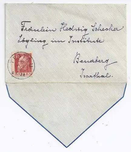 Bayern 1912, Tettau, klar auf kl. Präge Zier Brief m. 10 Pf. n. Beuerberg. #1711