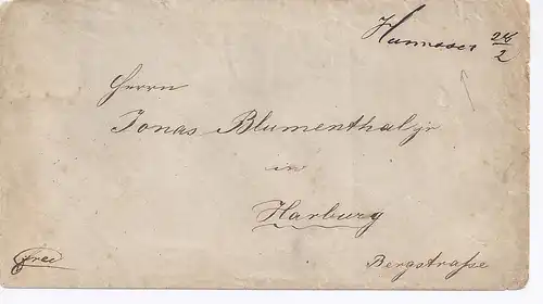 Hannover 28/2, handschr. Ortsaufgabe, Brief n. Harburg (Ank.Stpl. rücks.). #584