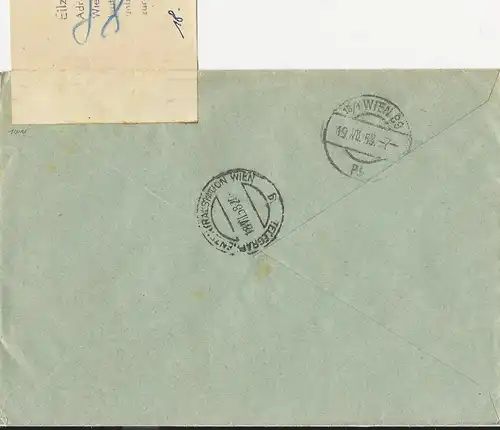 Österreich 1958, Orts Einschreiben Eilboten Brief v. Wien m. Zustellzettel #1895