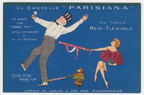 Frankreich, attraktive Werbung Reklame AK La Bretelle "Parisiana". #851