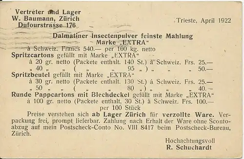 Italien 1923, 15 C. Ganzsache+5 C. zum Drucksachen Porto i.d. Schweiz. #2090