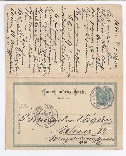 Österreich DR 1904, hin u. her gelaufene Ganzsache Wien Lichtenthal Wien. #445