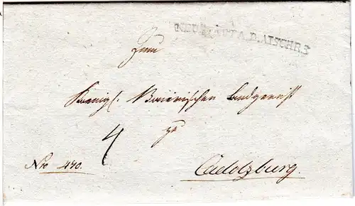 Bayern 1815, L1 NEUSTADT A.D. AISCH R.3 auf Porto Brief n. Cadolzburg